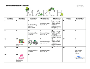 March 2026 Youth Services Calendar